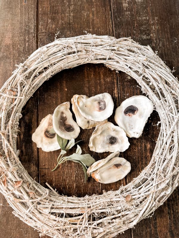 Supplies for DIY Christmas Oyster Shell Decor