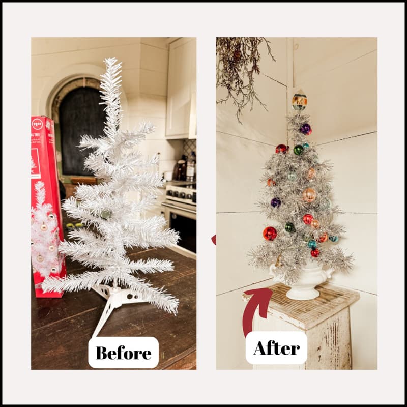 Before and After Dollar Tree Christmas Tree Makeover