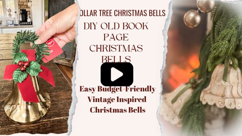 Old Book Page Dollar Tree DIY Christmas Bell tutorial video