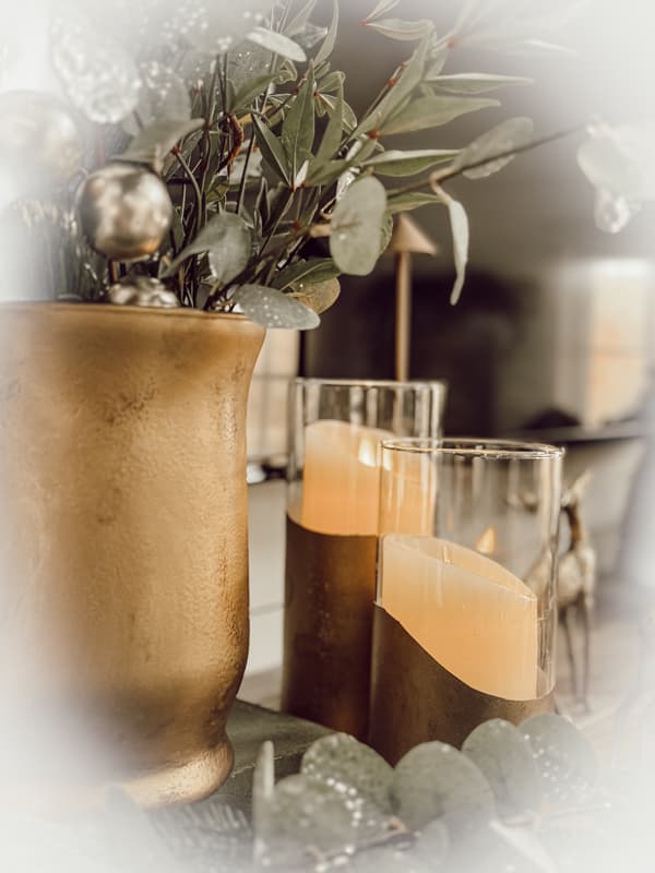 Gold Glass Candle Holders made with Dollar Tree Finds