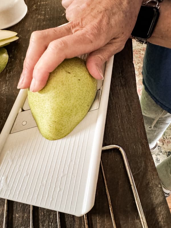 Slice pears with mandoline