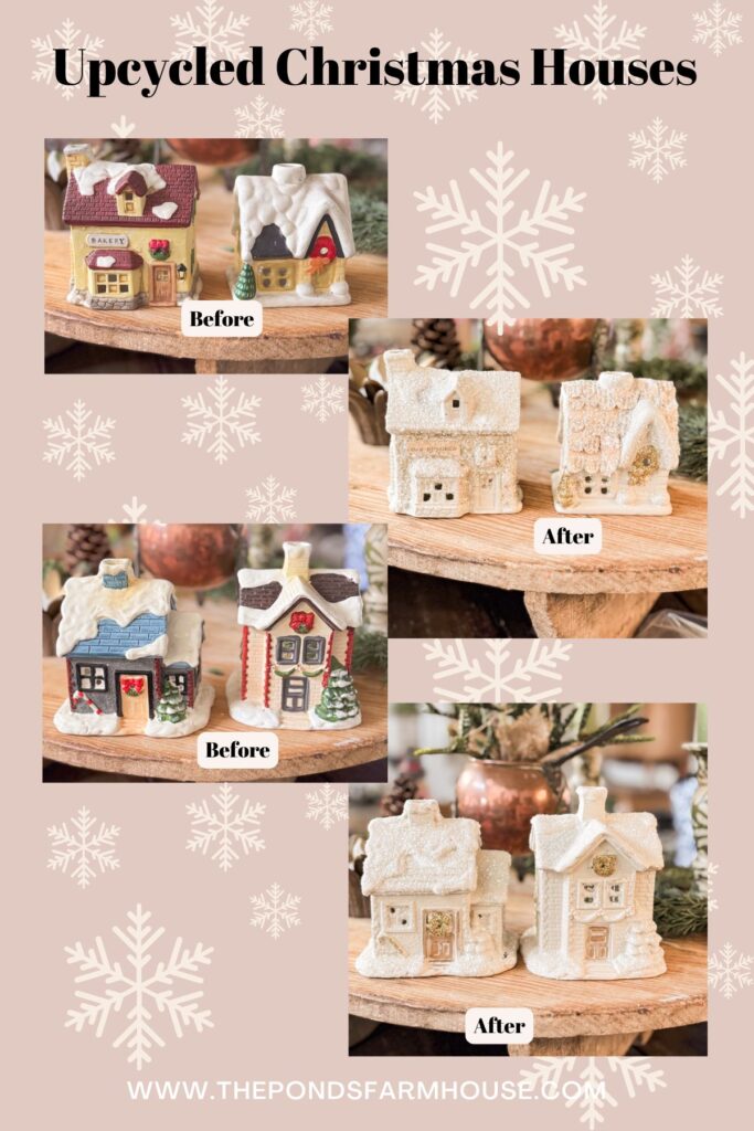 Upcycled Christmas Houses Before and After.  