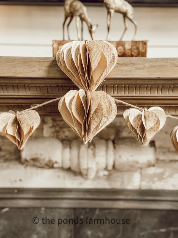 a double 3D heart at the center of the mantel.  